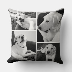 Cute and Funny Black and White Dog Photos Cushion