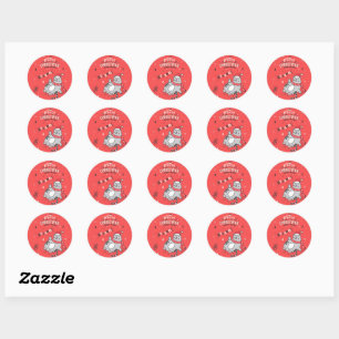 Cute and Funny Cat Christmas joyful Greetings Classic Round Sticker