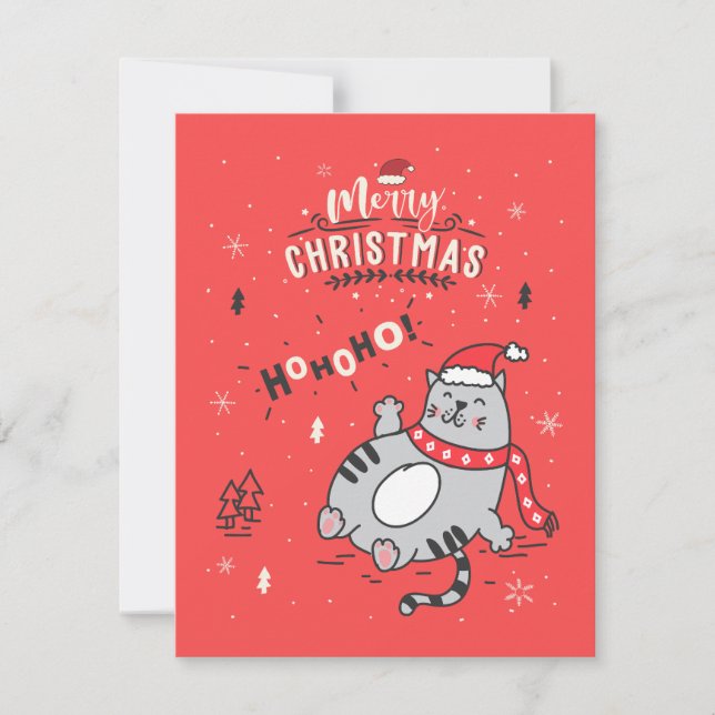 Cute and Funny Cat Christmas joyful Greetings Holiday Card (Front)
