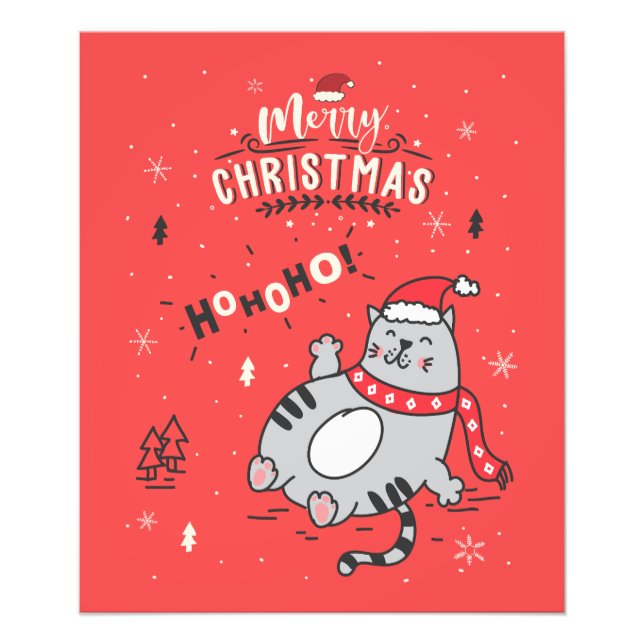 Cute and Funny Cat Christmas joyful Greetings Photo Print (Front)