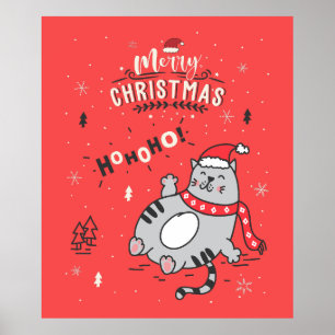 Cute and Funny Cat Christmas joyful Greetings Poster