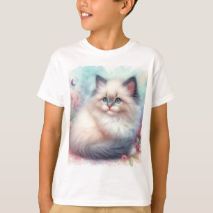 Cute and funny cat watercolor T-Shirt