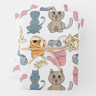 Cute and Funny Cats and Kittens Wrapping Paper Sheet