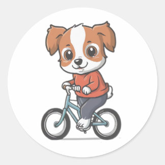 cute and funny cats wearing clothes ride bacycle classic round sticker