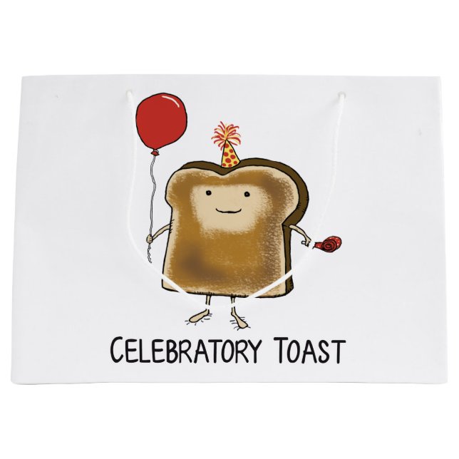 Cute and Funny Celebratory Toast Large Gift Bag (Front)