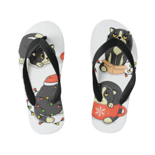 Cute and Funny Christmas Cats Kid's Jandals