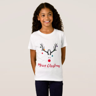 Cute and funny Christmas reindeer on white T-Shirt