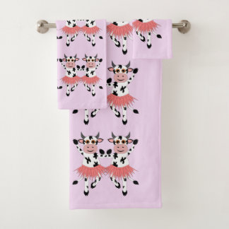 Cute and funny dancing cows bath towel set