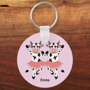 Cute and funny dancing cows   key ring