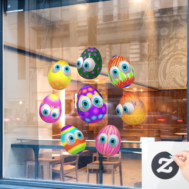 Cute and Funny Easter Eggs Cartoon (Cafe Window)