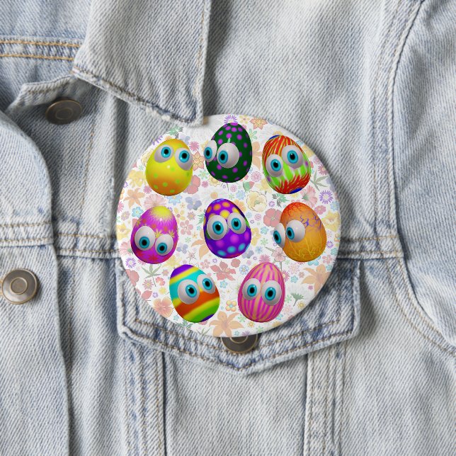 Cute and Funny Easter Eggs Cartoon 10 Cm Round Badge (In Situ)