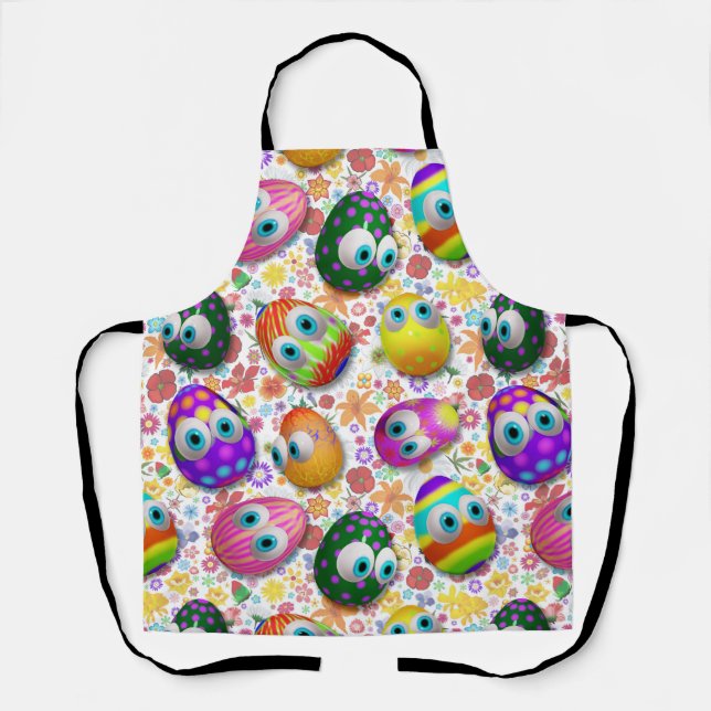 Cute and Funny Easter Eggs Cartoon Apron (Front)