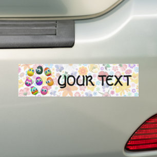 Cute and Funny Easter Eggs Cartoon Bumper Sticker