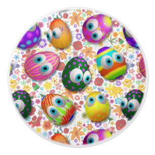 Cute and Funny Easter Eggs Cartoon Ceramic Knob
