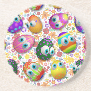 Cute and Funny Easter Eggs Cartoon Coaster