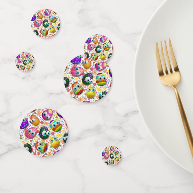 Cute and Funny Easter Eggs Cartoon Confetti (Group)