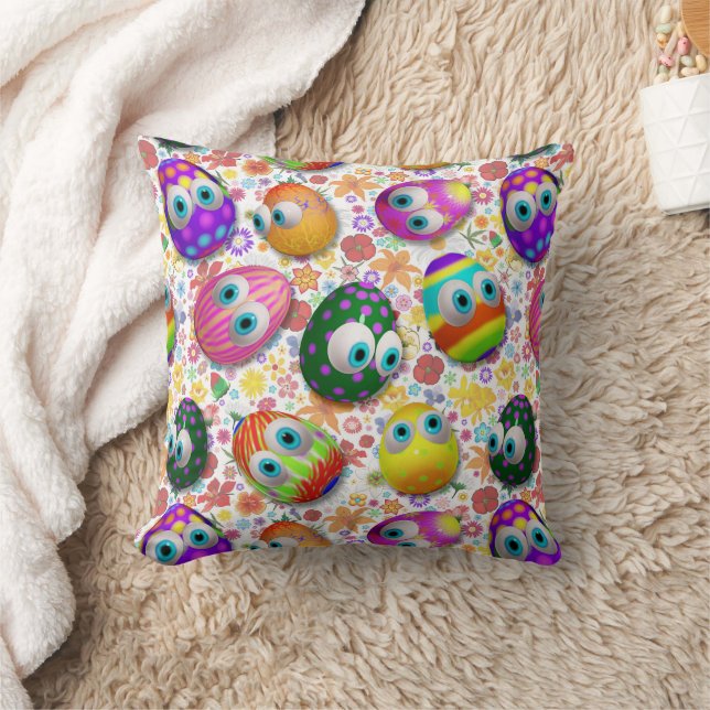 Cute and Funny Easter Eggs Cartoon Cushion (Blanket)