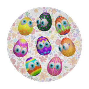 Cute and Funny Easter Eggs Cartoon Cutting Board