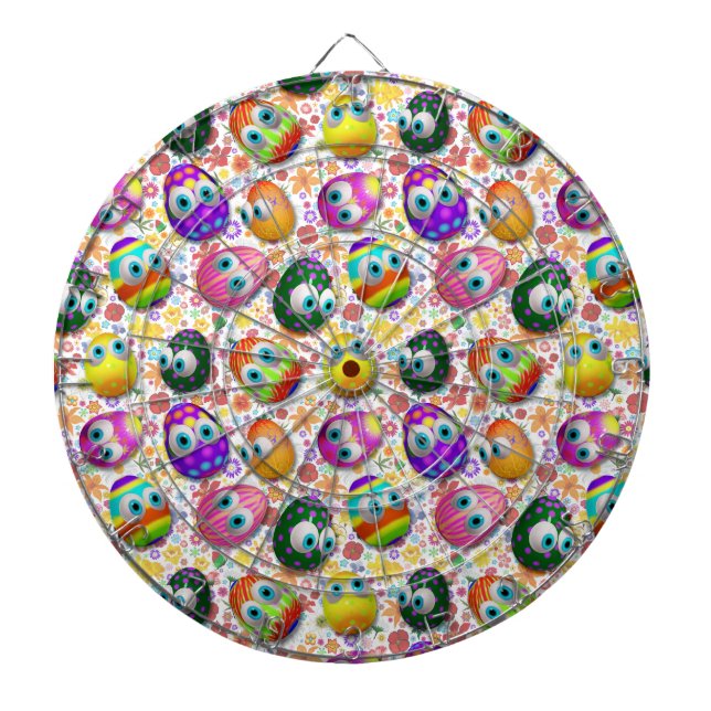 Cute and Funny Easter Eggs Cartoon Dartboard (Front)
