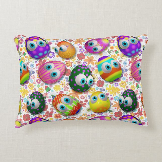 Cute and Funny Easter Eggs Cartoon Decorative Cushion (Front)