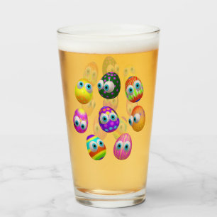 Cute and Funny Easter Eggs Cartoon Glass