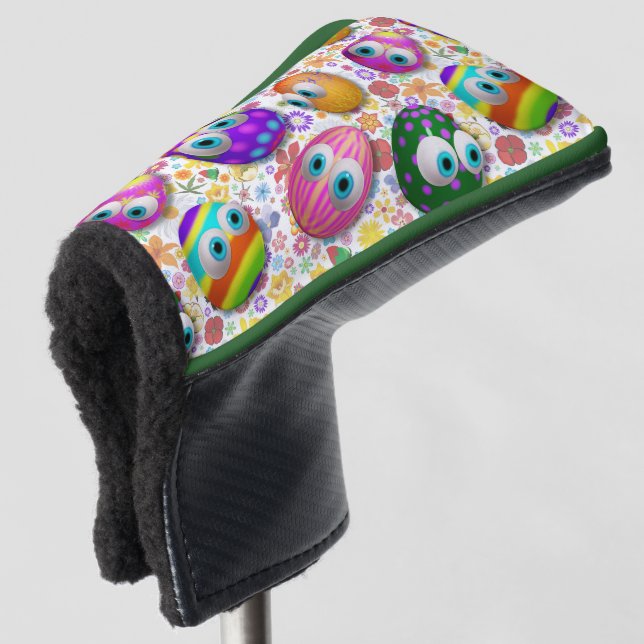 Cute and Funny Easter Eggs Cartoon Golf Head Cover (3/4 Front)