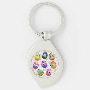 Cute and Funny Easter Eggs Cartoon Key Ring