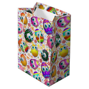 Cute and Funny Easter Eggs Cartoon Medium Gift Bag