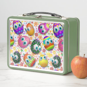 Cute and Funny Easter Eggs Cartoon Metal Lunch Box