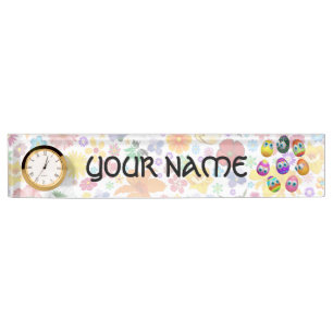 Cute and Funny Easter Eggs Cartoon Nameplate