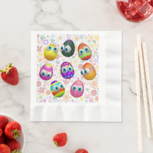 Cute and Funny Easter Eggs Cartoon Napkin