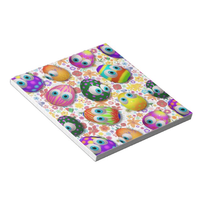 Cute and Funny Easter Eggs Cartoon Notepad (Angled)
