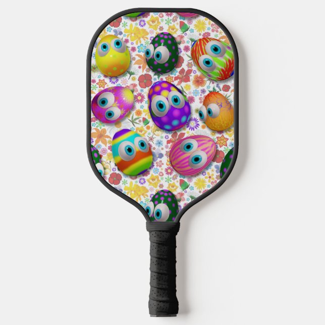 Cute and Funny Easter Eggs Cartoon Pickleball Paddle (Front)