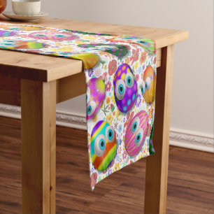 Cute and Funny Easter Eggs Cartoon Short Table Runner