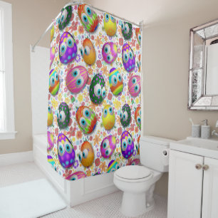 Cute and Funny Easter Eggs Cartoon Shower Curtain