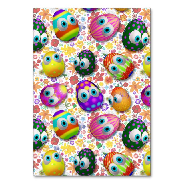 Cute and Funny Easter Eggs Cartoon Table Number (Front)