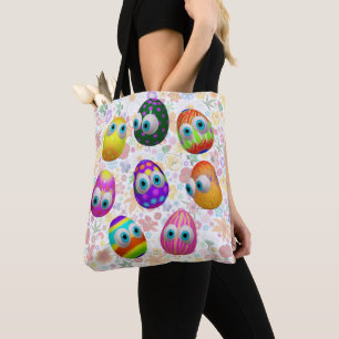 Cute and Funny Easter Eggs Cartoon Tote Bag