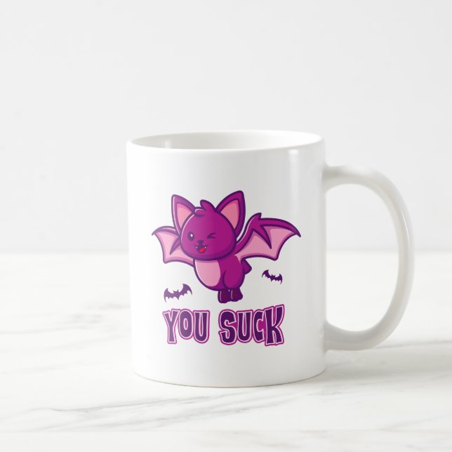 Cute and Funny Halloween Vampire Bats You Suck Coffee Mug (Right)