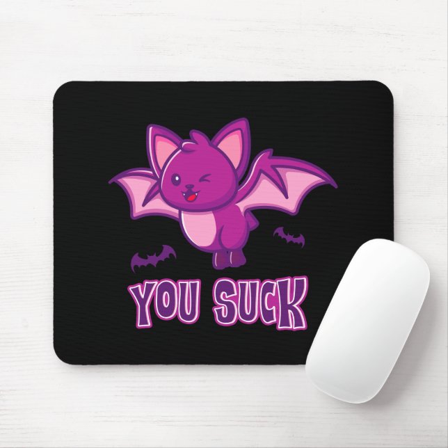 Cute and Funny Halloween Vampire Bats You Suck Mouse Pad (With Mouse)