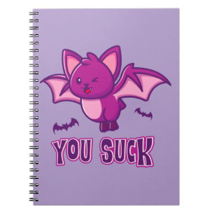Cute and Funny Halloween Vampire Bats You Suck Notebook