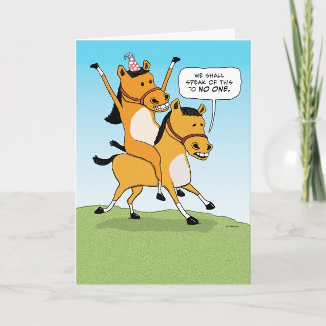 Cute and Funny Horse Riding Horse Birthday Card (Front)