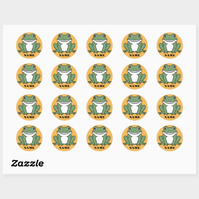 Cute and funny little Frog back to school Classic Round Sticker (Sheet)