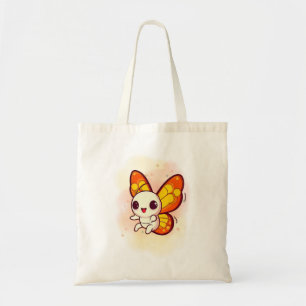 CUTE AND FUNNY ORANGE BUTTERFLY DESIGN TOTE BAG