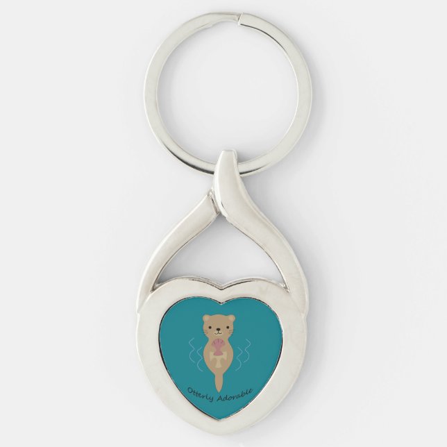 Cute and Funny Otterly Adorable Otter Key Ring (Front)
