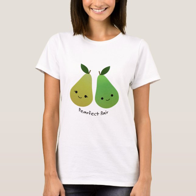 Cute and Funny Pearfect Pair Pears T-Shirt (Front)