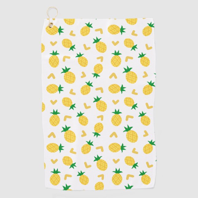 Cute and Funny Pineapple Pattern Golf Towel (Front)