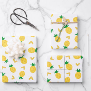 Cute and Funny Pineapple Pattern Wrapping Paper Sheet