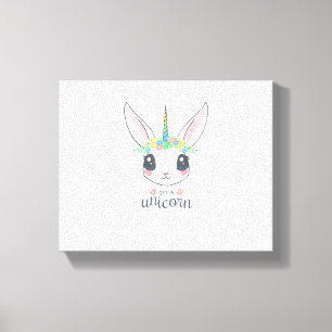cute and funny rabbit unicorn canvas print