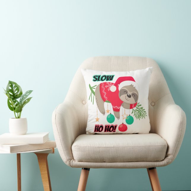 Cute and Funny Santa's Sloth Slow Ho Ho Cushion (Chair)