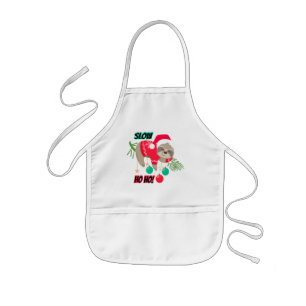 Cute and Funny Santa's Sloth Slow Ho Ho Kids Apron